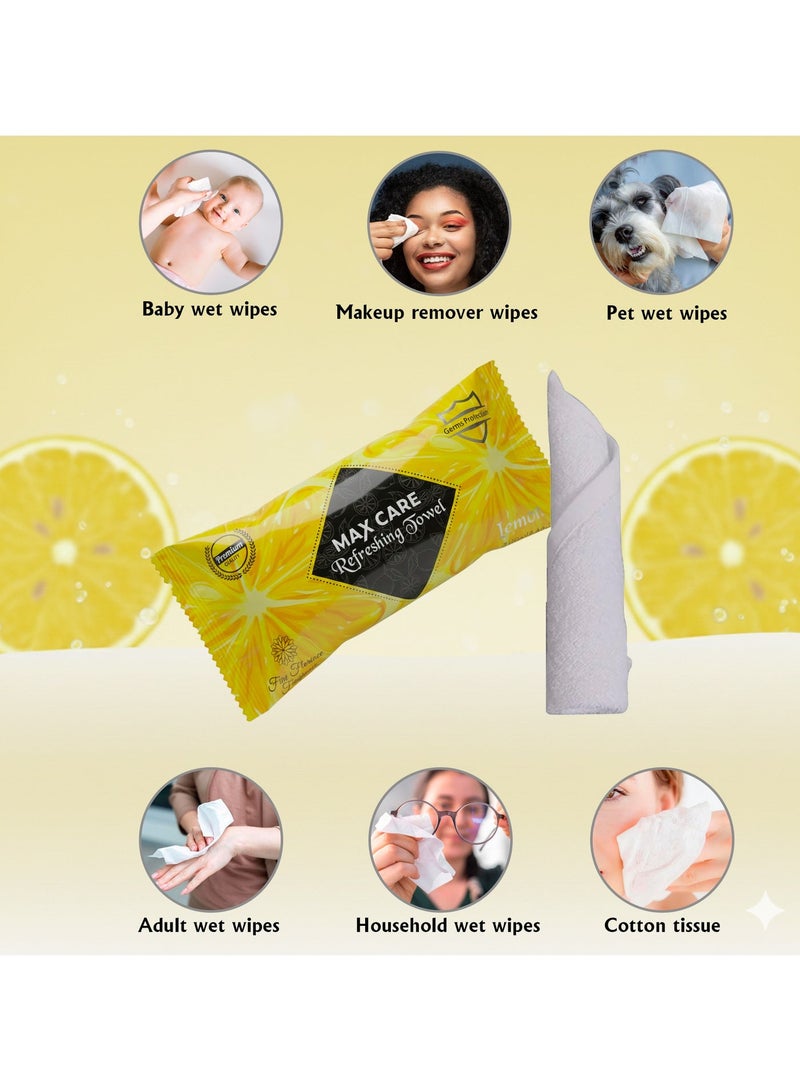 ماكس كير عبوة من 50 منشفة مبللة منعشة للجيم والصالون، منشفة تبريد، مناشف مبللة للاستخدام مرة واحدة، منشفة منعشة لإزالة المكياج. - Image 2